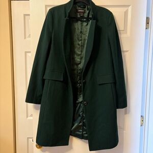 DKNY Women's Dark Green Wool Blend Coat